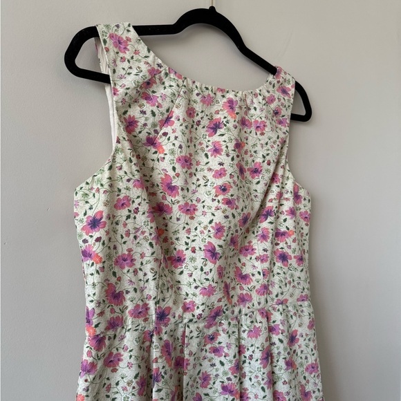 PINK MARTINI -100% Cotton Dainty Floral Drop Waist Midi Dress (Size:Large) - Picture 5 of 12